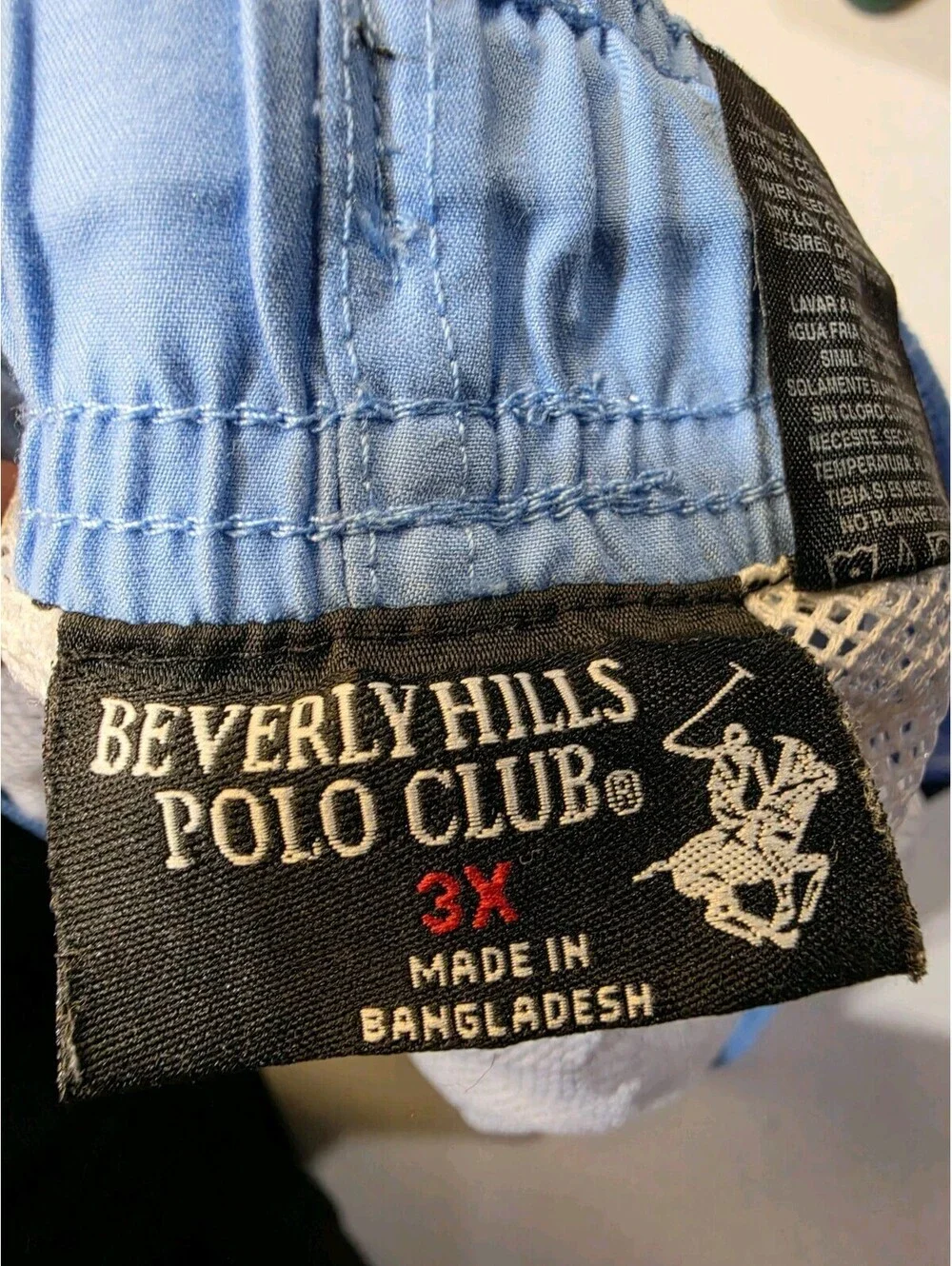 Beverly Hills Polo Club Men's Blue Striped Swim Trunks 3X Drawstring Pockets